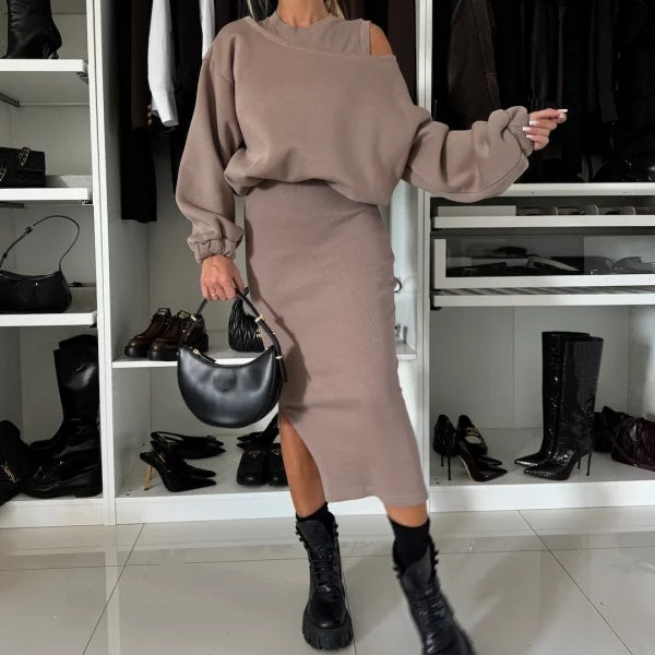 LINA™ | Sweatshirt & Ärmelloses Kleid 2-Teiliges Set