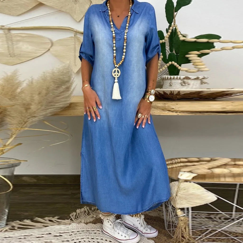 LEA™ | Jeansstil Maxikleid