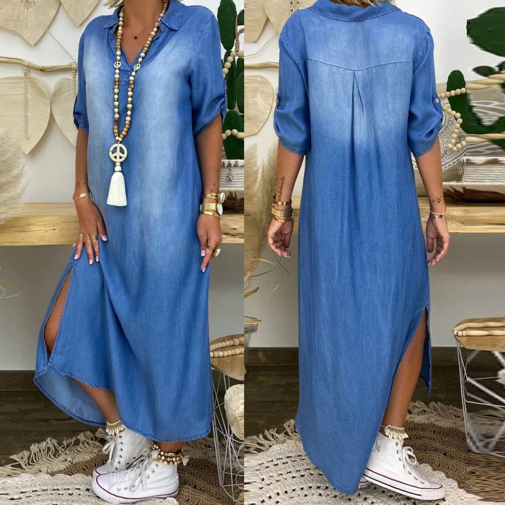 LEA™ | Jeansstil Maxikleid