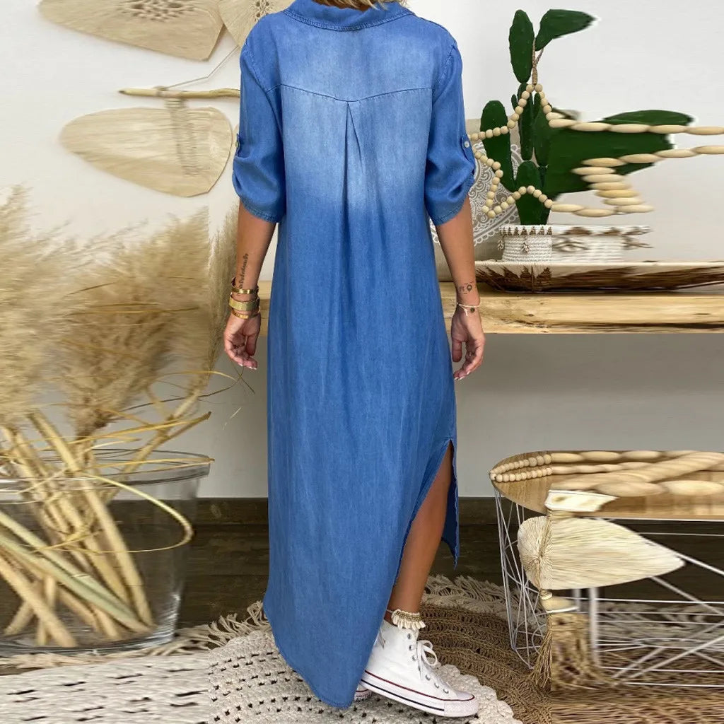 LEA™ | Jeansstil Maxikleid