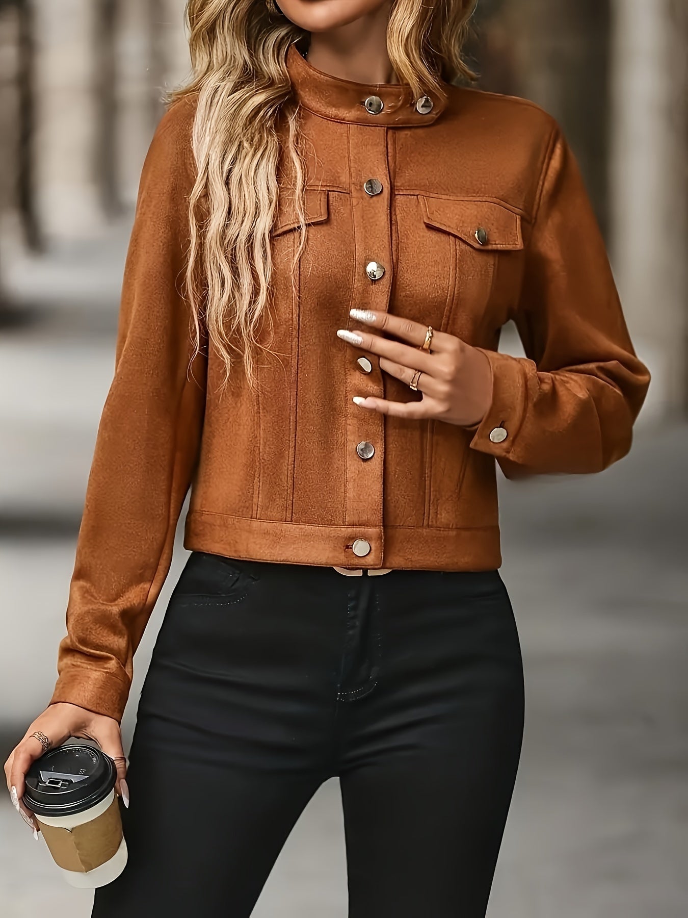 Slavica™ | Vintage Jacke Mit Langen Ärmeln Und Knöpfen Vorne