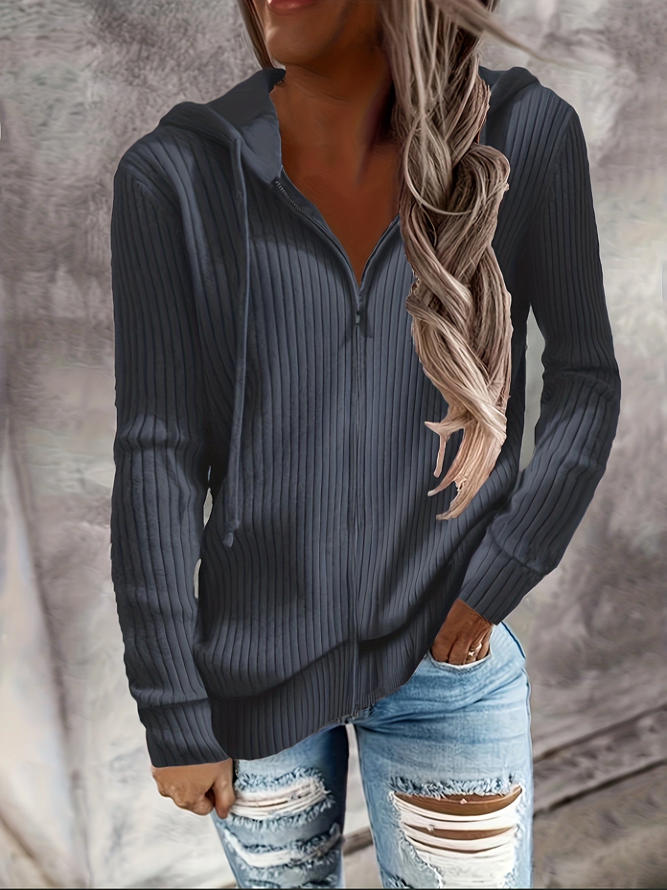 Moira™ | Langärmelige Kapuzenjacke Mit Reißverschluss Und Kordelzug