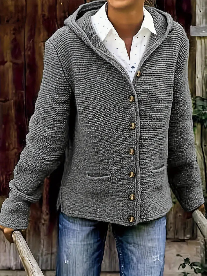 Briselda™ | Eleganter Strickjacke Mit Langen Ärmeln Und Kapuze