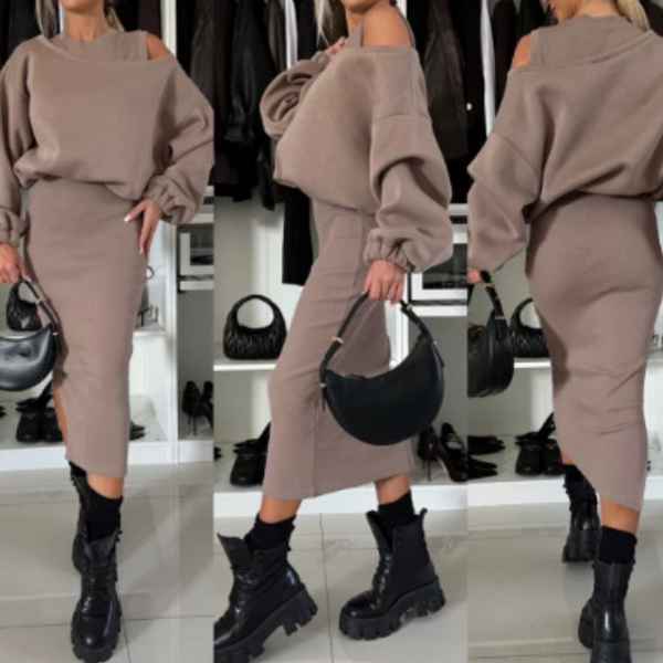 LINA™ | Sweatshirt & Ärmelloses Kleid 2-Teiliges Set