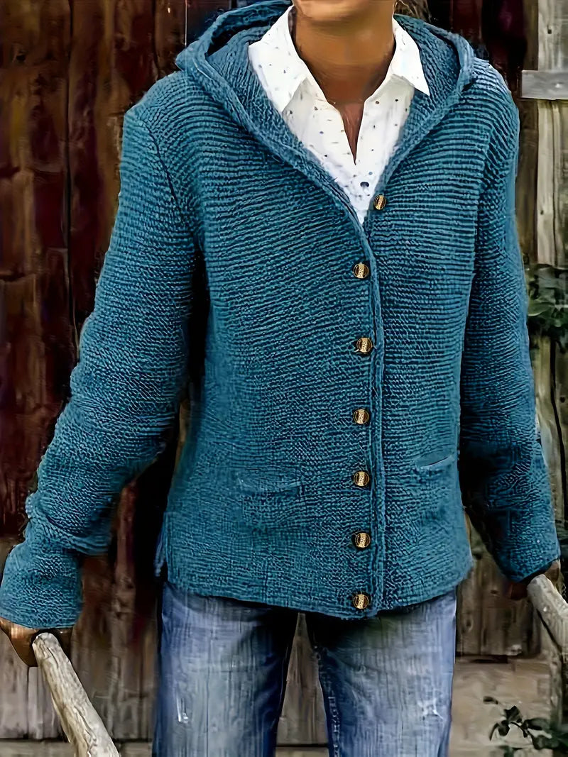 Briselda™ | Eleganter Strickjacke Mit Langen Ärmeln Und Kapuze