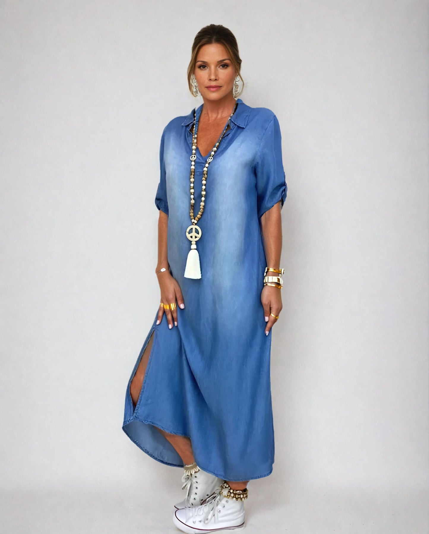 LEA™ | Jeansstil Maxikleid