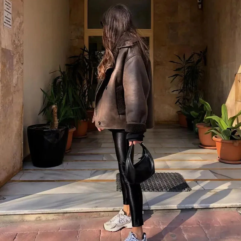 GINA™ | Braune Lederjacke