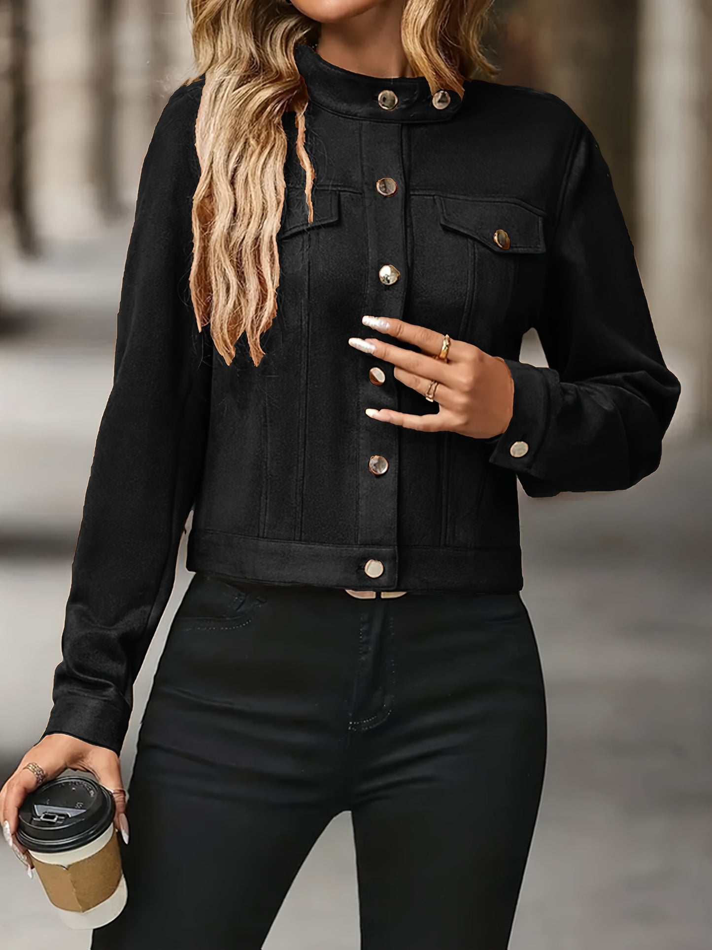 Slavica™ | Vintage Jacke Mit Langen Ärmeln Und Knöpfen Vorne