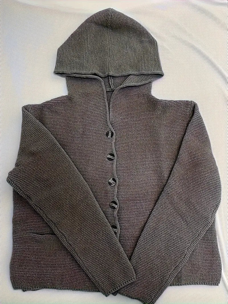 Briselda™ | Eleganter Strickjacke Mit Langen Ärmeln Und Kapuze