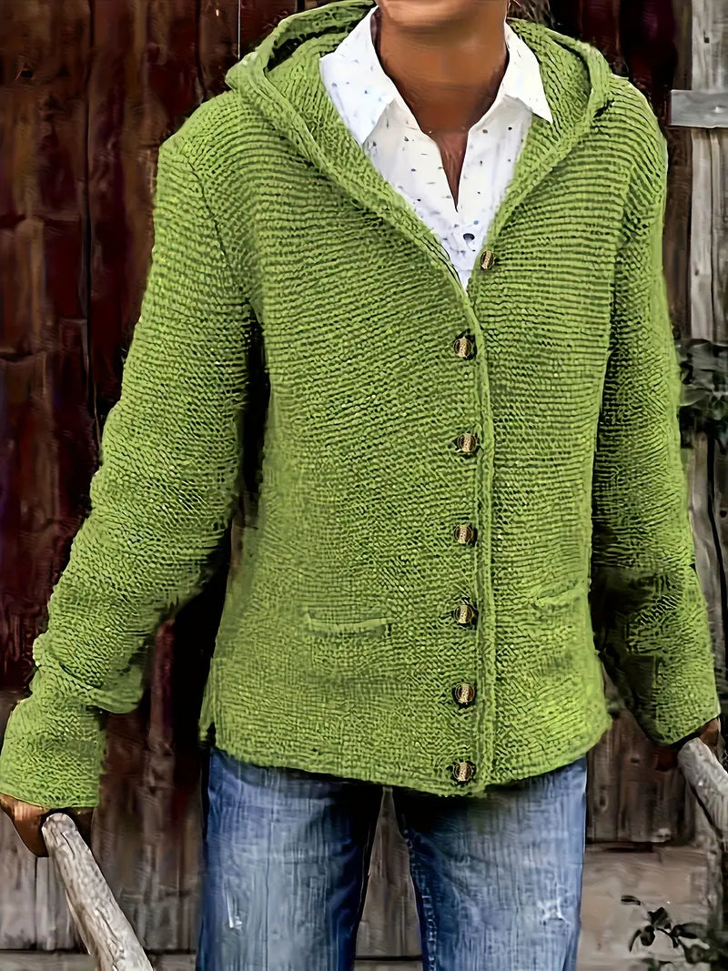 Briselda™ | Eleganter Strickjacke Mit Langen Ärmeln Und Kapuze