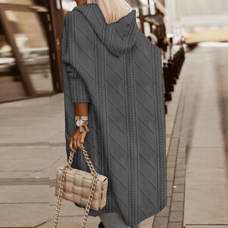 JISKA™ | Lange Strickjacke mit Kapuze