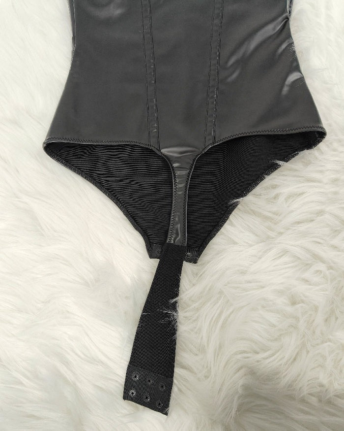 Tyros™ | Shapewear Leder Spitze Balconette Tanga Bodysuit