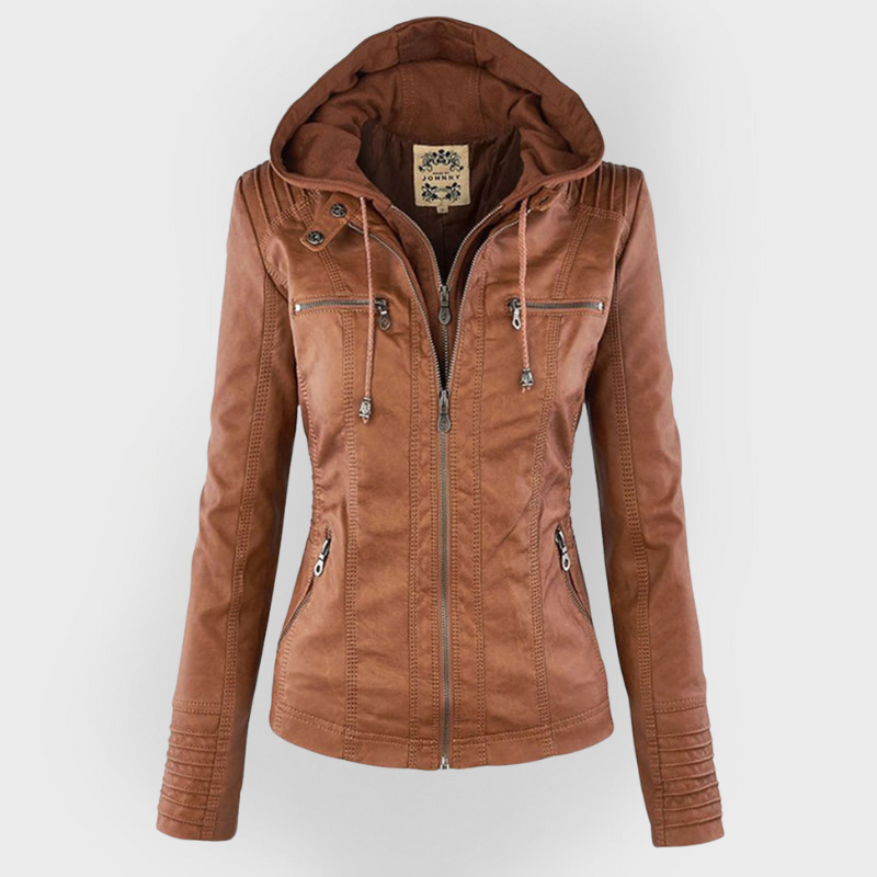 Bellini™ | Modische Lederjacke mit Kapuze