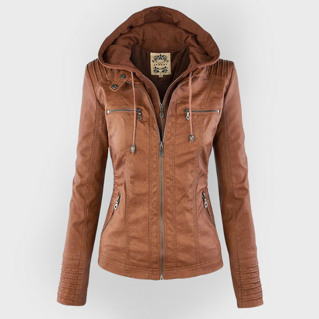 Bellini™ | Modische Lederjacke mit Kapuze