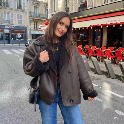 GINA™ | Braune Lederjacke