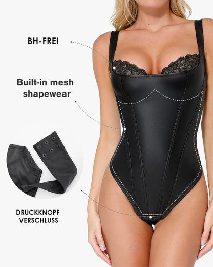 Tyros™ | Shapewear Leder Spitze Balconette Tanga Bodysuit