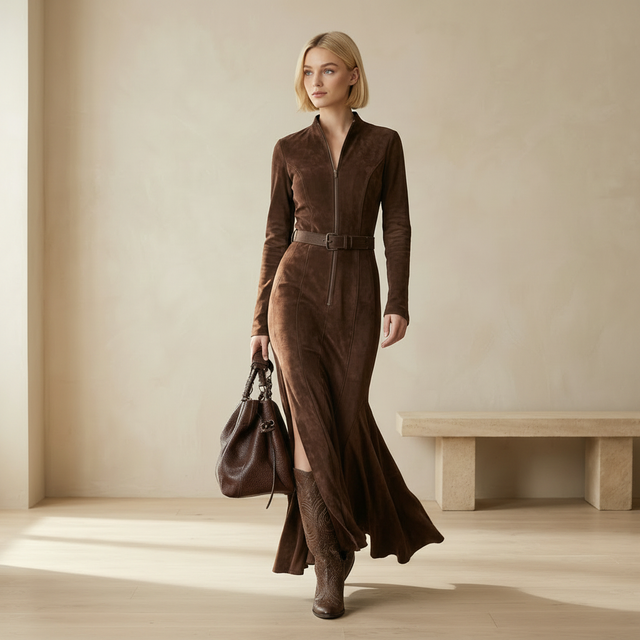 Alessia™ | Langes Wildlederkleid - Ende der Kollektion 50 %