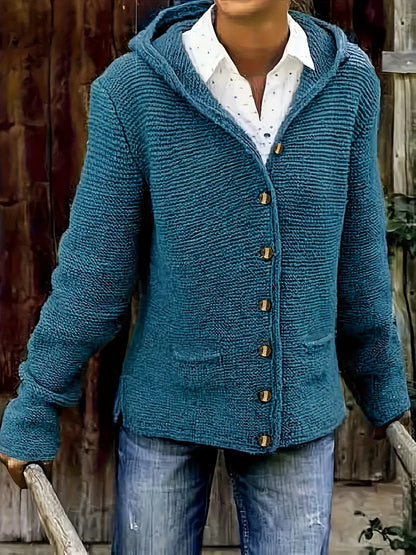 Briselda™ | Eleganter Strickjacke Mit Langen Ärmeln Und Kapuze