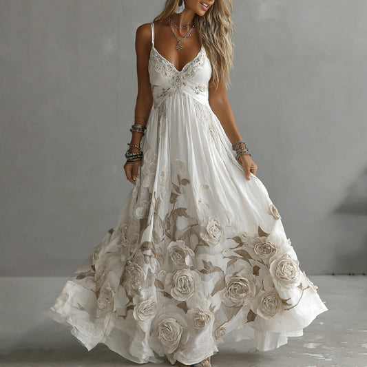 Adeluna™ | Maxi Kleid Mit Oldtimer Rosen Und Stickerei