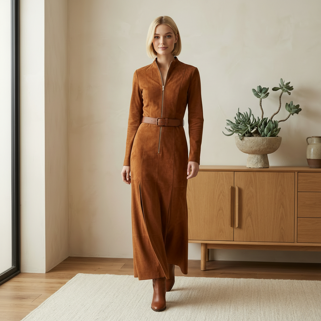 Alessia™ | Langes Wildlederkleid - Ende der Kollektion 50 %