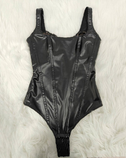 Tyros™ | Shapewear Leder Spitze Balconette Tanga Bodysuit