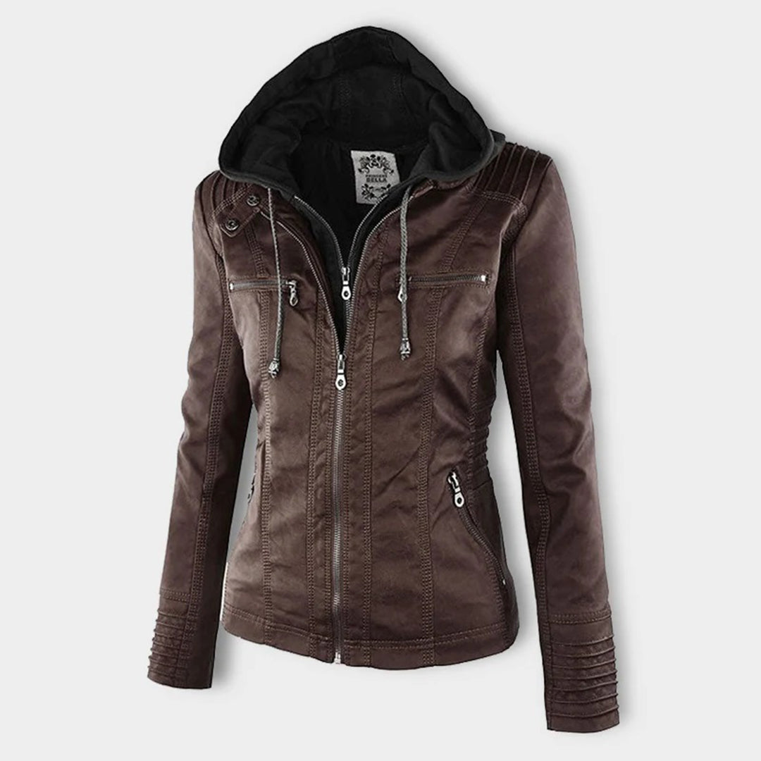 Bellini™ | Modische Lederjacke mit Kapuze