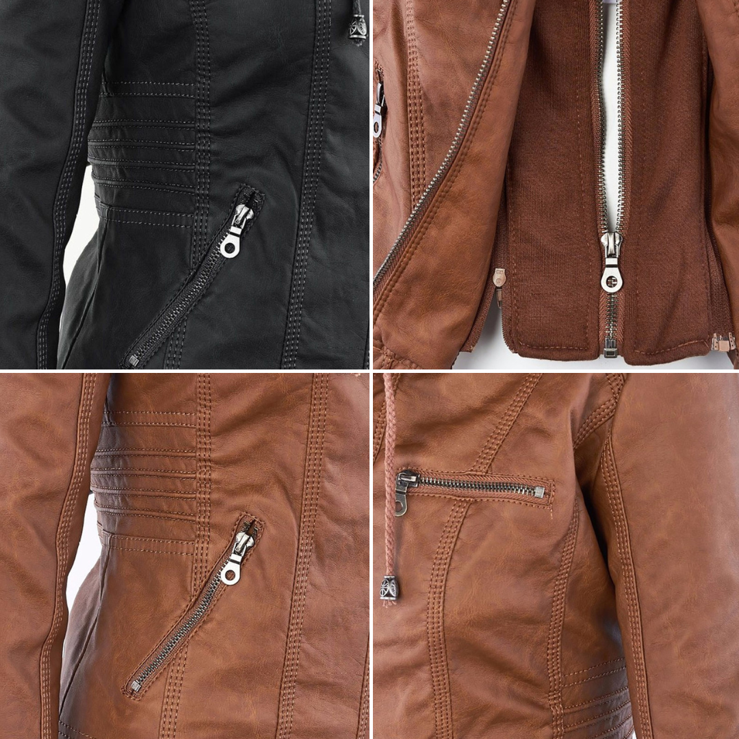 Bellini™ | Modische Lederjacke mit Kapuze