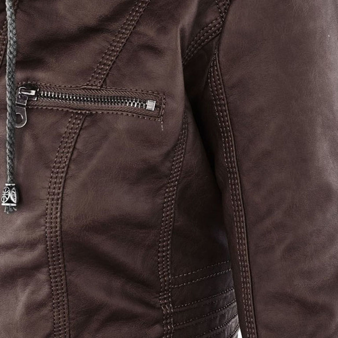 Bellini™ | Modische Lederjacke mit Kapuze