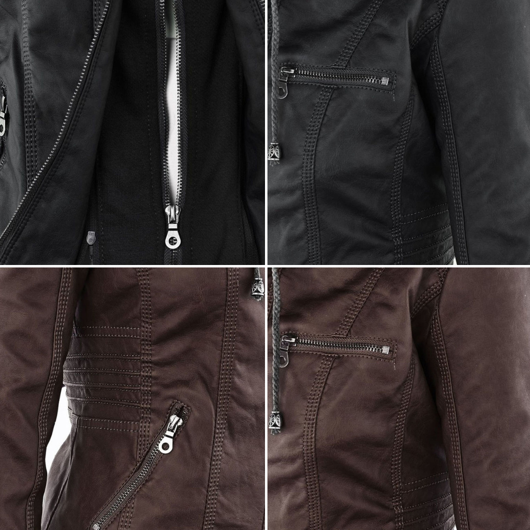 Bellini™ | Modische Lederjacke mit Kapuze