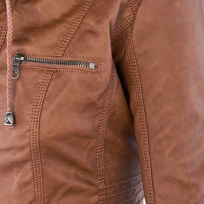 Bellini™ | Modische Lederjacke mit Kapuze