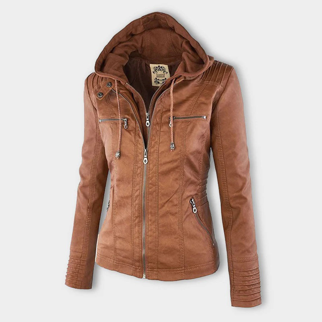 Bellini™ | Modische Lederjacke mit Kapuze
