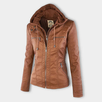 Bellini™ | Modische Lederjacke mit Kapuze