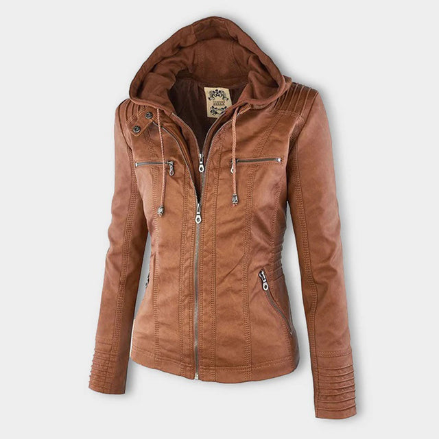 Bellini™ | Modische Lederjacke mit Kapuze
