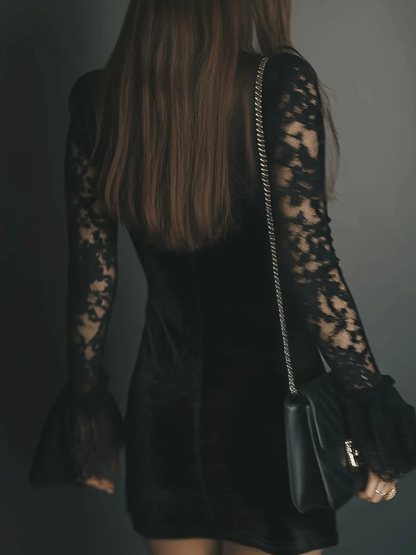 Lunori™ | Mini-Kleid aus Samt und Spitze - Ende der Kollektion 50 %