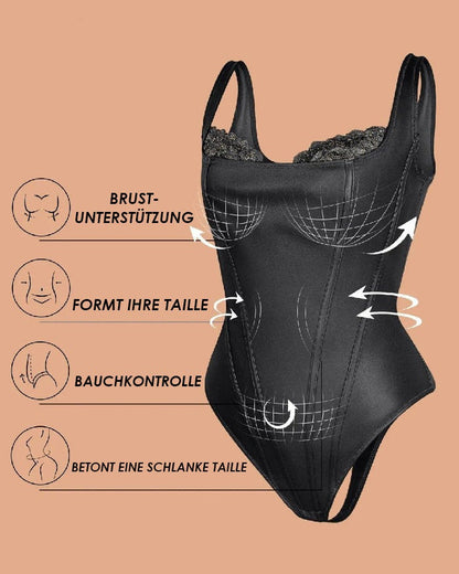 Tyros™ | Shapewear Leder Spitze Balconette Tanga Bodysuit