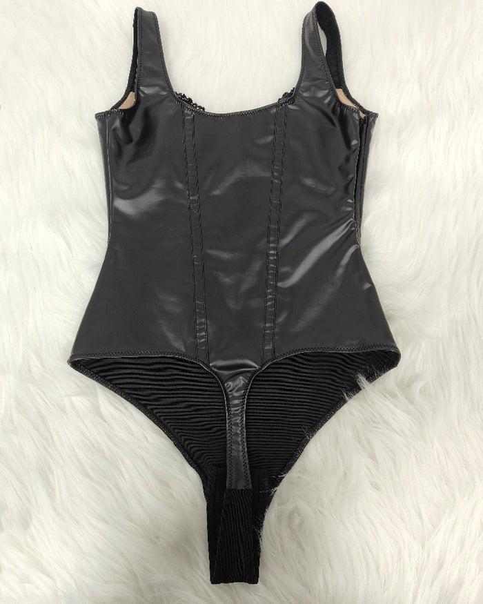 Tyros™ | Shapewear Leder Spitze Balconette Tanga Bodysuit