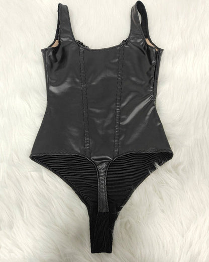 Tyros™ | Shapewear Leder Spitze Balconette Tanga Bodysuit