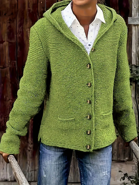 Briselda™ | Eleganter Strickjacke Mit Langen Ärmeln Und Kapuze