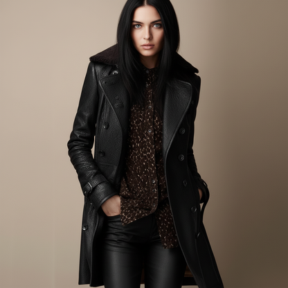 Clara™ | Eleganter Mantel aus genarbtem Leder - Weihnachtsrabatt 50 %